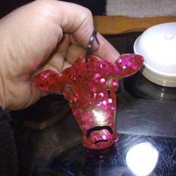 Hand Crafted Resin Cow Key Chain