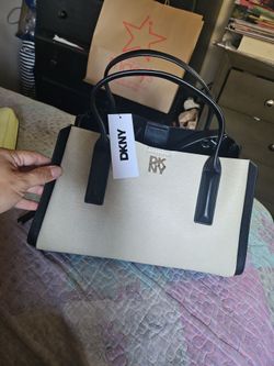DKNY Canvas and Leather Tote Handbag