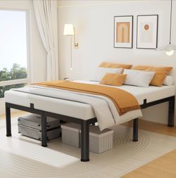 20 Inch Queen Size Metal Platform Bed Frame with Round Corners, Storage Space Under High Bed Frame-Heavy Duty Steel Slats Support, Noise Free - Easy A