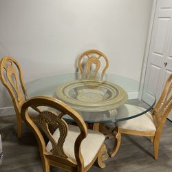 Dining Table With Glass Top And Four Chairs 