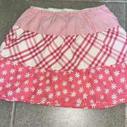 3T Pink & White Tiered Skirt with Stripes Plaid & Flowers