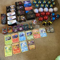 Pokemon TCG Lot Of Various Tins And Containers And Some Jumbo Cards