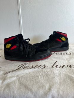 Air Jordan 1 Retro Mid Last Shot Shoes Black Red Yellow 554724-076 Men’s 8.5