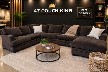 Dark Brown Oversized U Shape Sectional Couch-FREE DELIVERY 🚚
