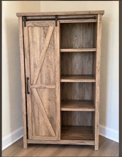 Rustic Farmhouse Storage Cabinet with Sliding Barn Door: $175