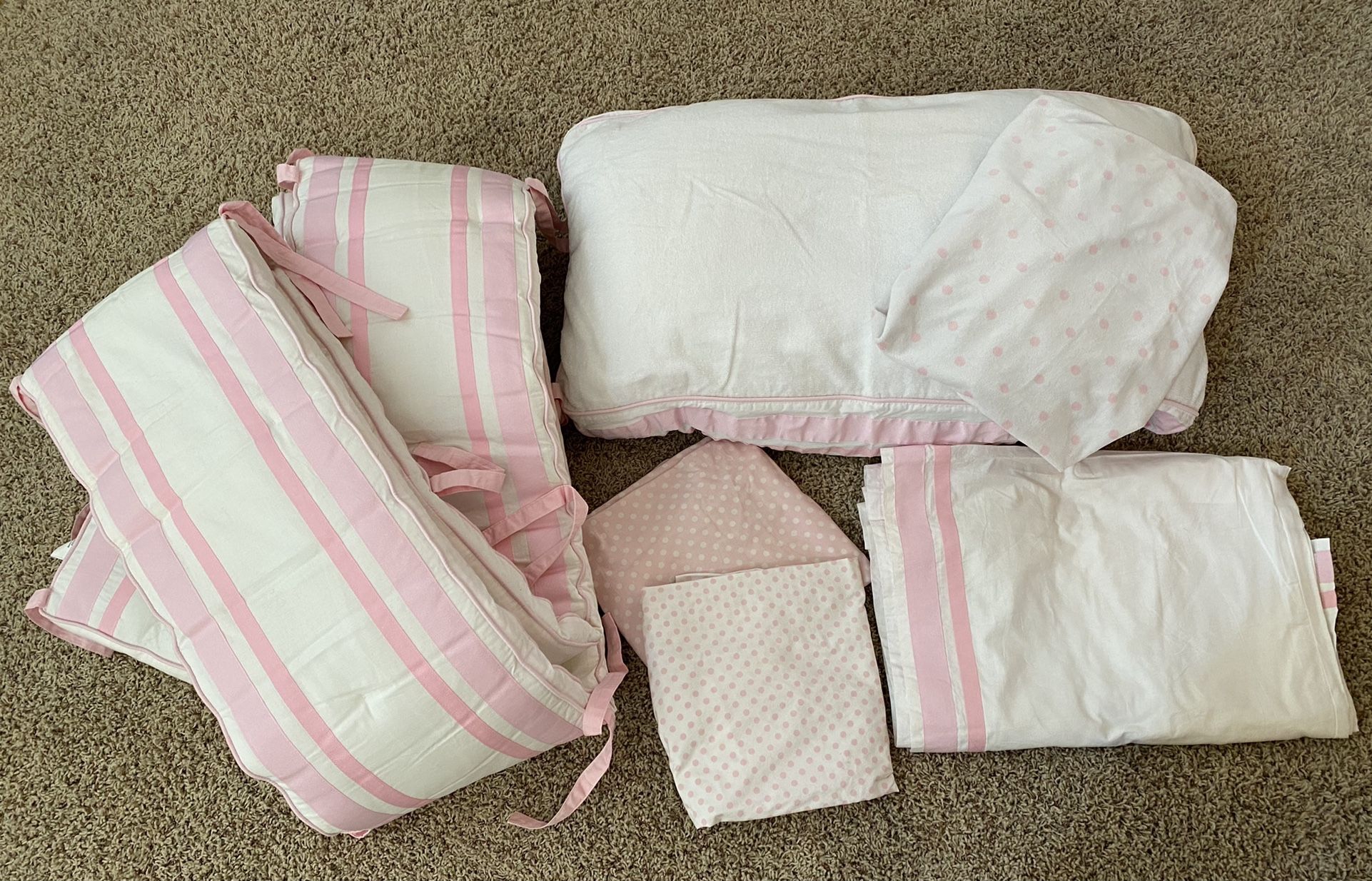 6 Piece Girls Infant Crib Pottery Barn Nursery Bedding