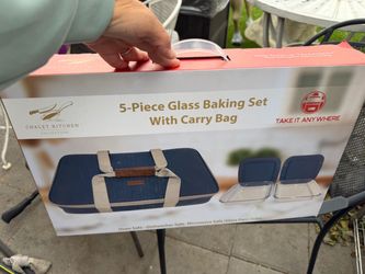 Chalet Kitchen 5-Piece Glass Baking Set with Carry Bag