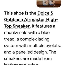 Dolce & Gabbana Air master High- Top Sneaker Size 10