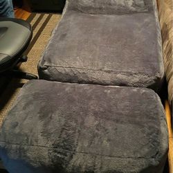 Lounge Chair Chaise and Ottoman - Grey Like New