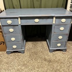 Vintage Antique Blue Desk
