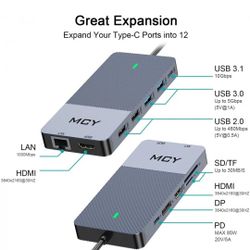 Docking Station, MCY 12-in-1 Triple Display