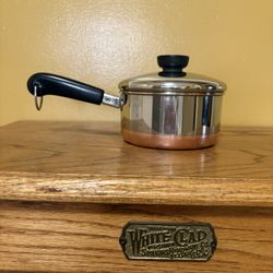 Vintage 1Qt Revere Ware Copper Bottom Saucepan With Lid.     P