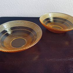 Vintage Amber Glass Bowls (2)