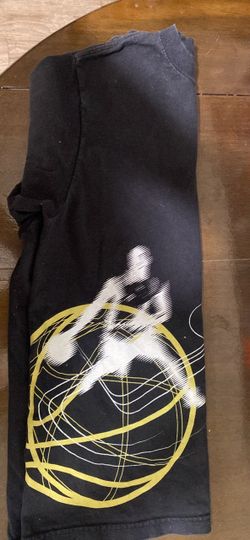 Black Graphic T-Shirt with Gold and White Print