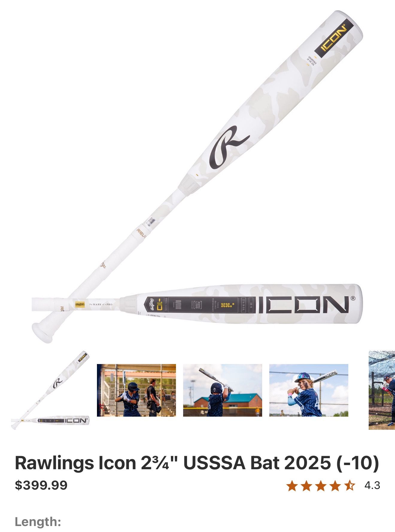 Icon Rawlings 2025 Bat 30”