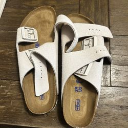 New Birkenstocks Suede Sandals Color White Size 39