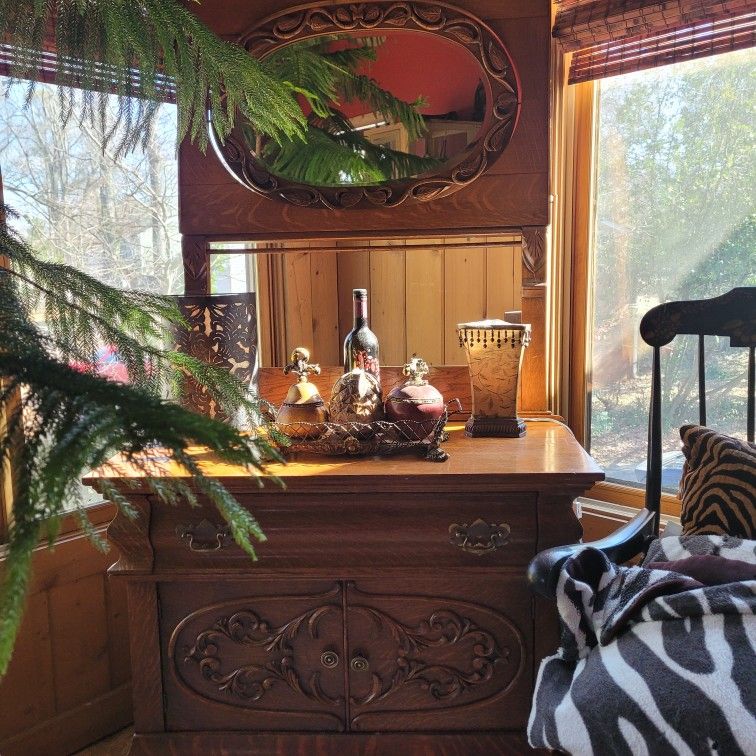 Tigerwood Dresser With Mirro
