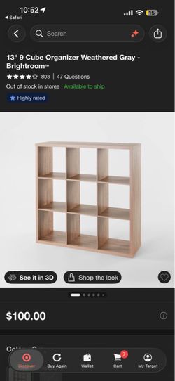 Brightroom 13" 9-Cube Organizer Weathered Gray