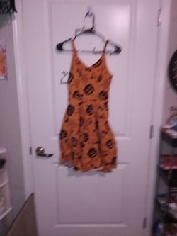 Orange Halloween Print Mini Dress