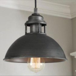 LNC 1-Light Industrial Farmhouse Barn Pendant Light Modern Dark Gray Island Bar Pendant Ceiling Light with Metal Dome Shade
