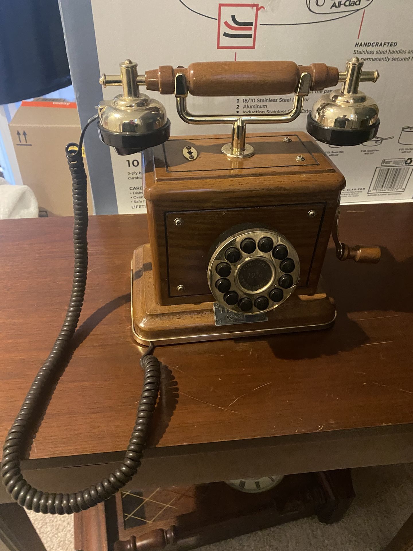 Thomas Collector Edition . Rotary Vintage Phone In Wooden Case.