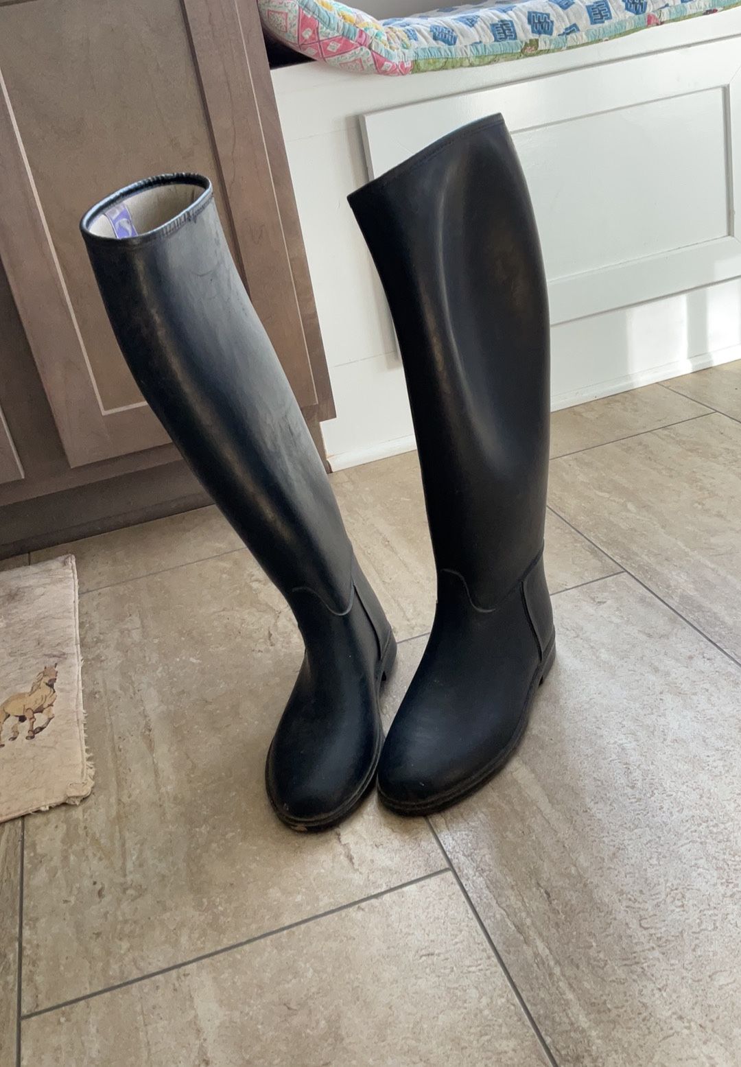 Dafna Tall Lined Rubber Equestrian Boots Size 8
