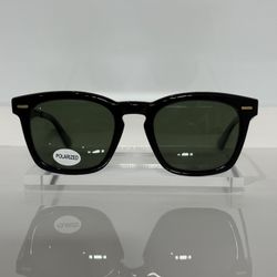 Calvin Klein CK21517 Black Square Acetate w. custom Polarized Green Sunglasses 
