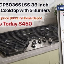 36 in. Gas Cooktop in Stainless Steel with 5 Burners Including Power Boil Burner