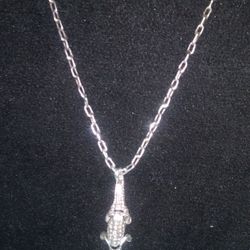 Alligator Pendant 925.hand Made. .chain.925 Hand Made. 24in Chain