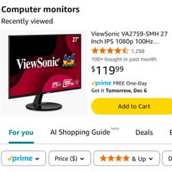 *NEW* - ViewSonic 27” Computer Monitor 