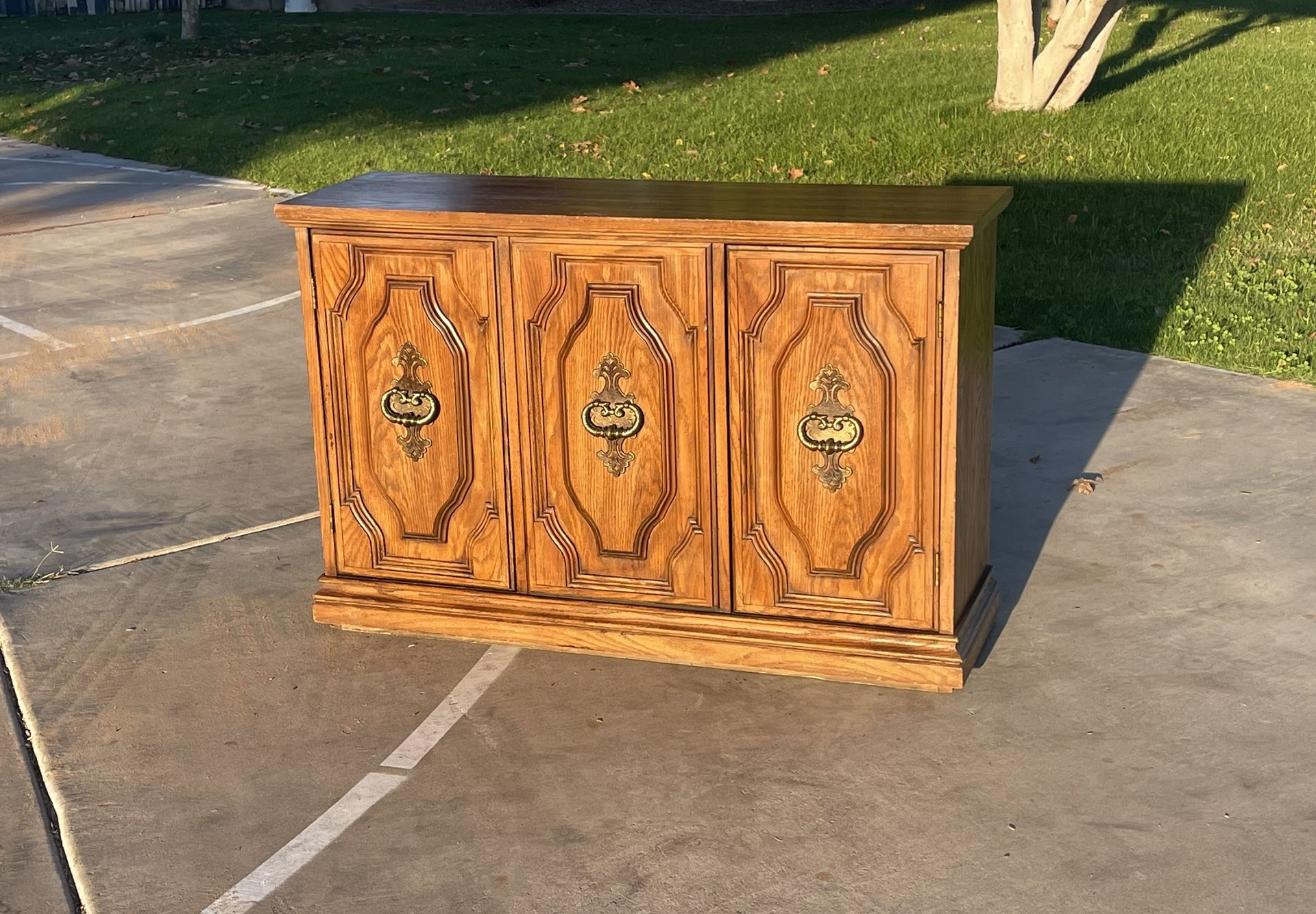 All Wood Mid Century Modern Vintage Antique Cabinet Dresser Entry Table Buffet Credenza Sideboard