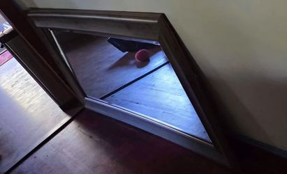 Large Rustic Weathered Gray Wood Framed Wall / Floor Mirror
