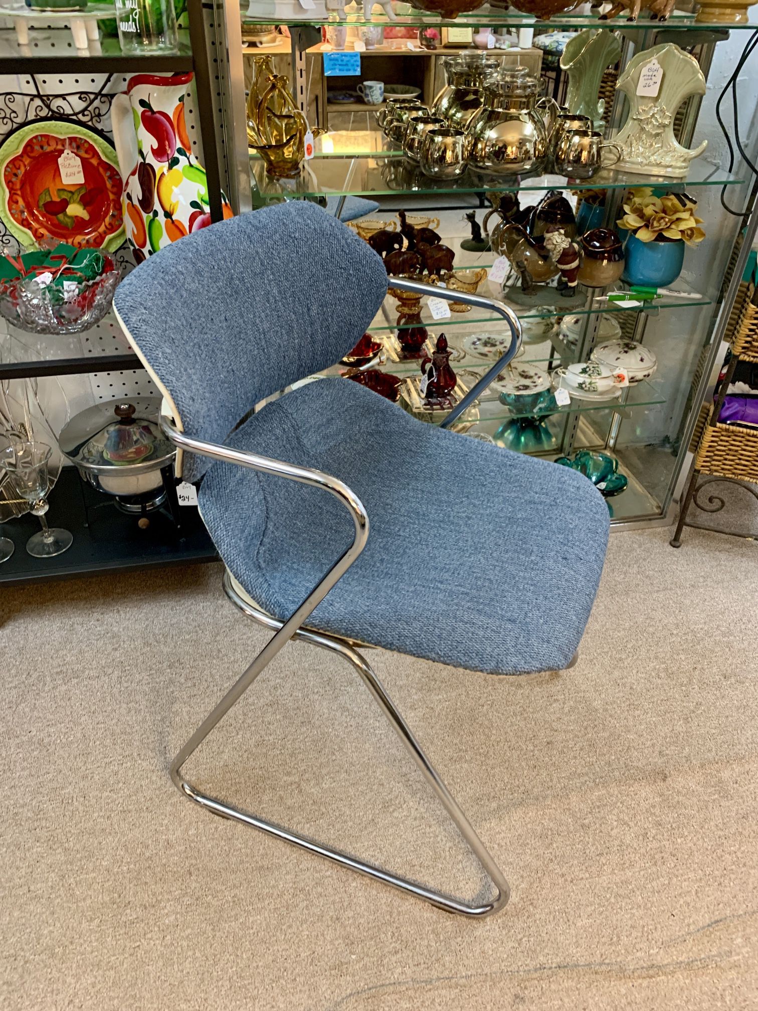 Vintage Hugh Acton chrome chair.  Visit EN Miller Antique Mall in Verona. 