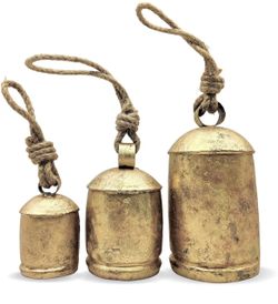 Set of 3 Rustic Bells Handmade Metal Hanging Cow Bell NEW