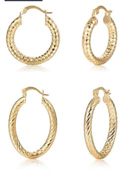 Hoop Earrings for Women, Teardrop Hoops Earrings,Gold Hoop Earrings Set,2 Pairs Hypoallergenic Loop Earrings