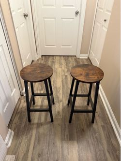 Set of 2 Rustic Industrial Bar Stools – Excellent Condition