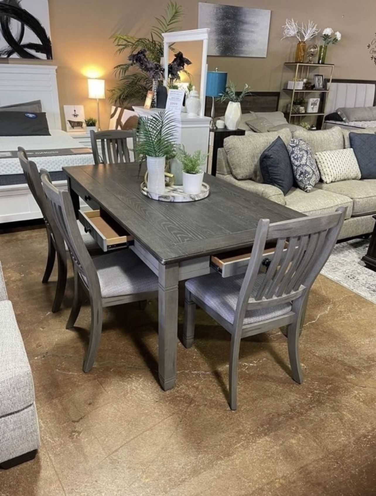 Dining Set Table With 4 Chairs & Bench