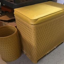 Vintage Wicker Laundry Hamper Set