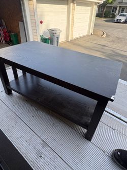 Modern Dark Brown Rectangular Coffee Table with Storage Shelf