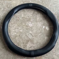 Genuine Leather For MAZDA Black 15" Diameter Car Auto Steering Wheel Cover New 