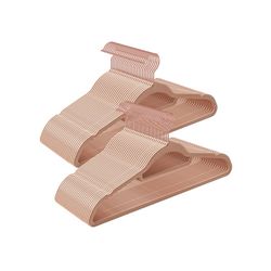 Set of 50 Velvet Coat Hangers Non-Slip Small Bar for Ties 360° Rotating Hook 0.6 cm Thick Space Saving 43.5 cm Long for Coats Trousers Rose Gold Light