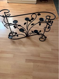 Vintage Wrought Iron Rustic 6 Candle Holder Candelabra Fireplace Centerpiece