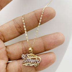 10k gold necklace and pendant #1 Mom  ❤️ Short necklace Mother women’s ❤️ Cadena Corta En Oro De 10k Madre Mamá  