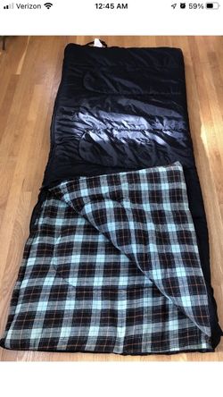 Vintage DUPONT HOLLOFIL 808 Plaid Fleece Lined Adult Sleeping Bag