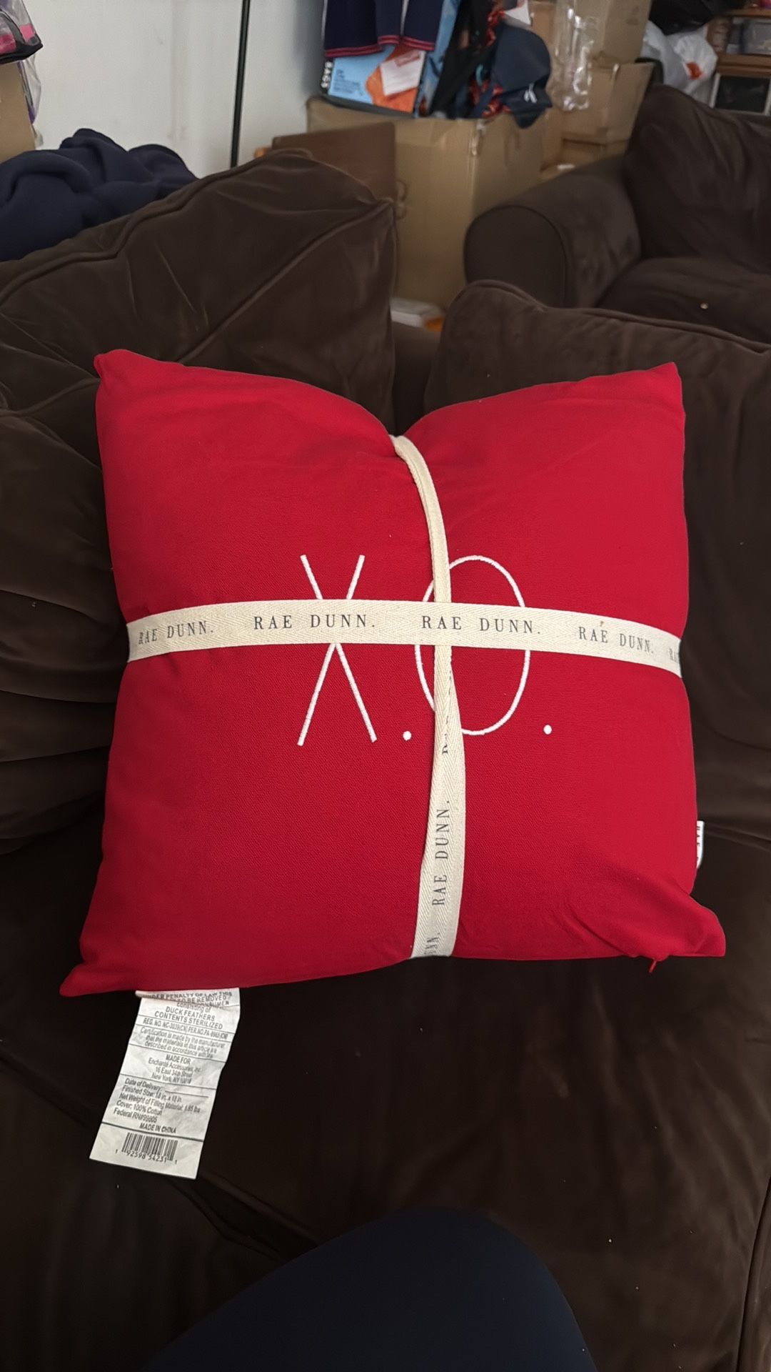 Rae Dunn White and Red Holiday Pillows Festive Decor 2pk