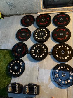 Discos y barra de ejercicio( exercises equipment)