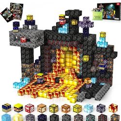 150PCS Magnetic Blocks-Magnetic Building Blocks Magnet Toys Set Stacking Cave World with Magnet Construction Toys STEM Sensory Gift for Kids Toddlers 