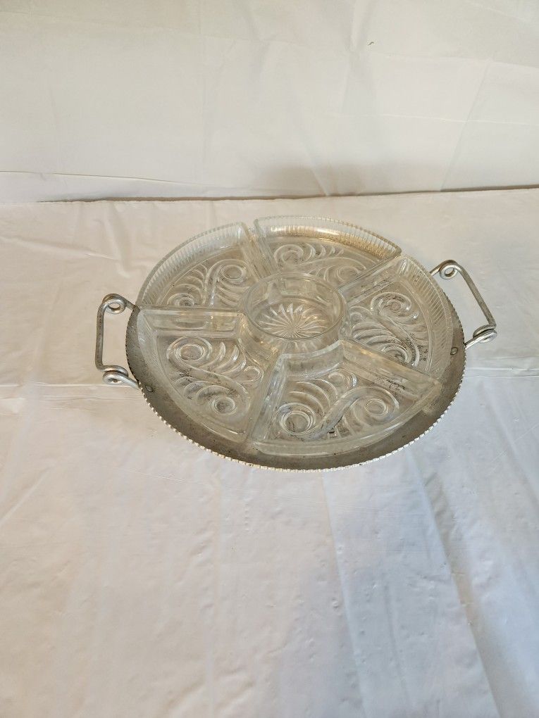 Aluminum Serving Tray with Glass Insert 
