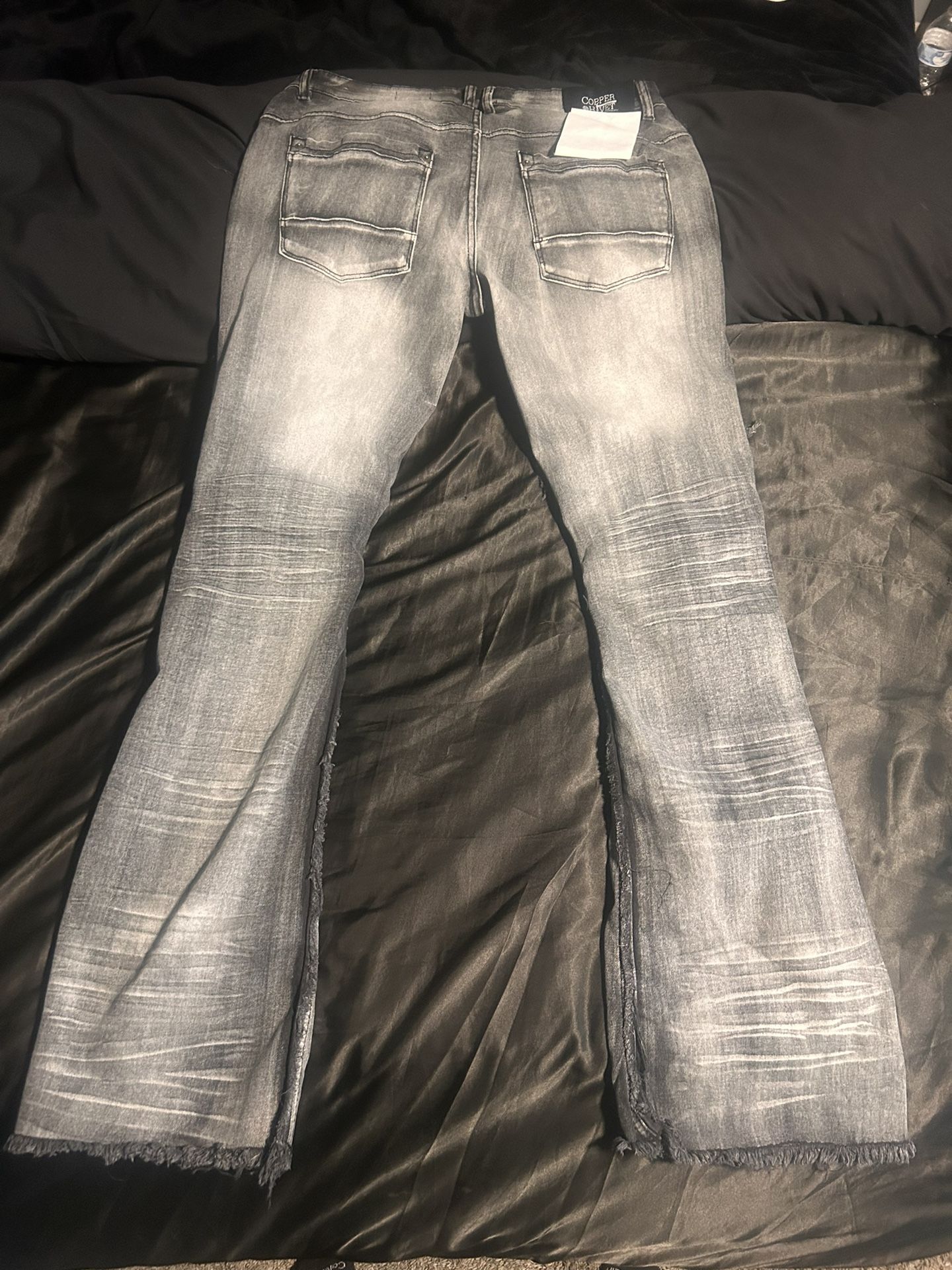BLACK STACKED JEANS W/ SUPER STRETCH