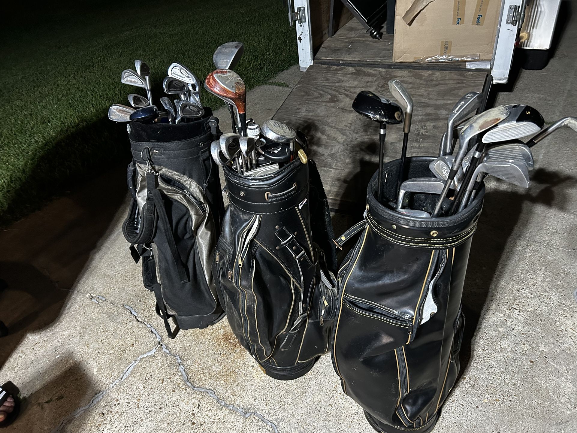 3 Golf Bags With 43 Golf Clubs Lot